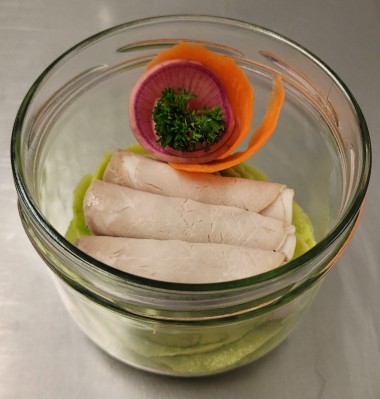 Rôti de Porc, polenta crémeuse aux petits pois